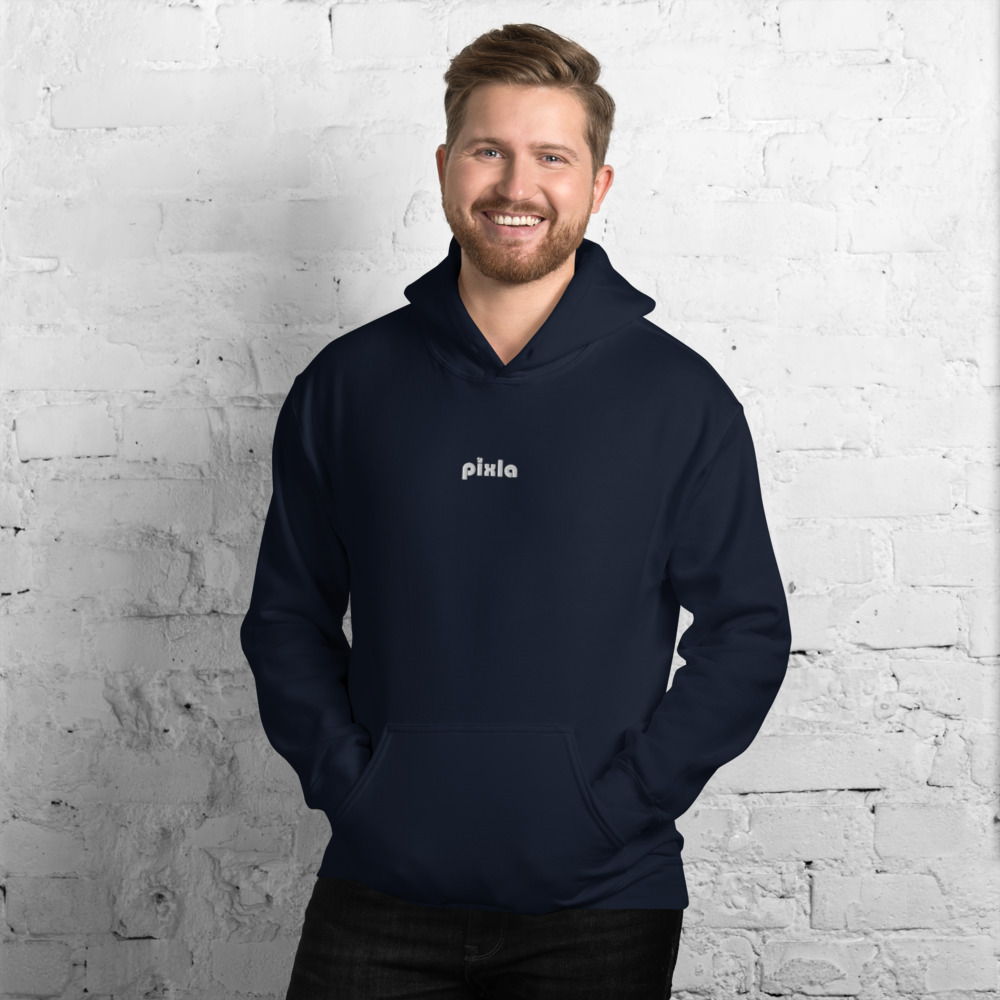 Cozy unisex go-to hoodie to curl up in. Soft, middle to heavyweight fabric with a super soft fleece inside. Embroidery on the front chest.