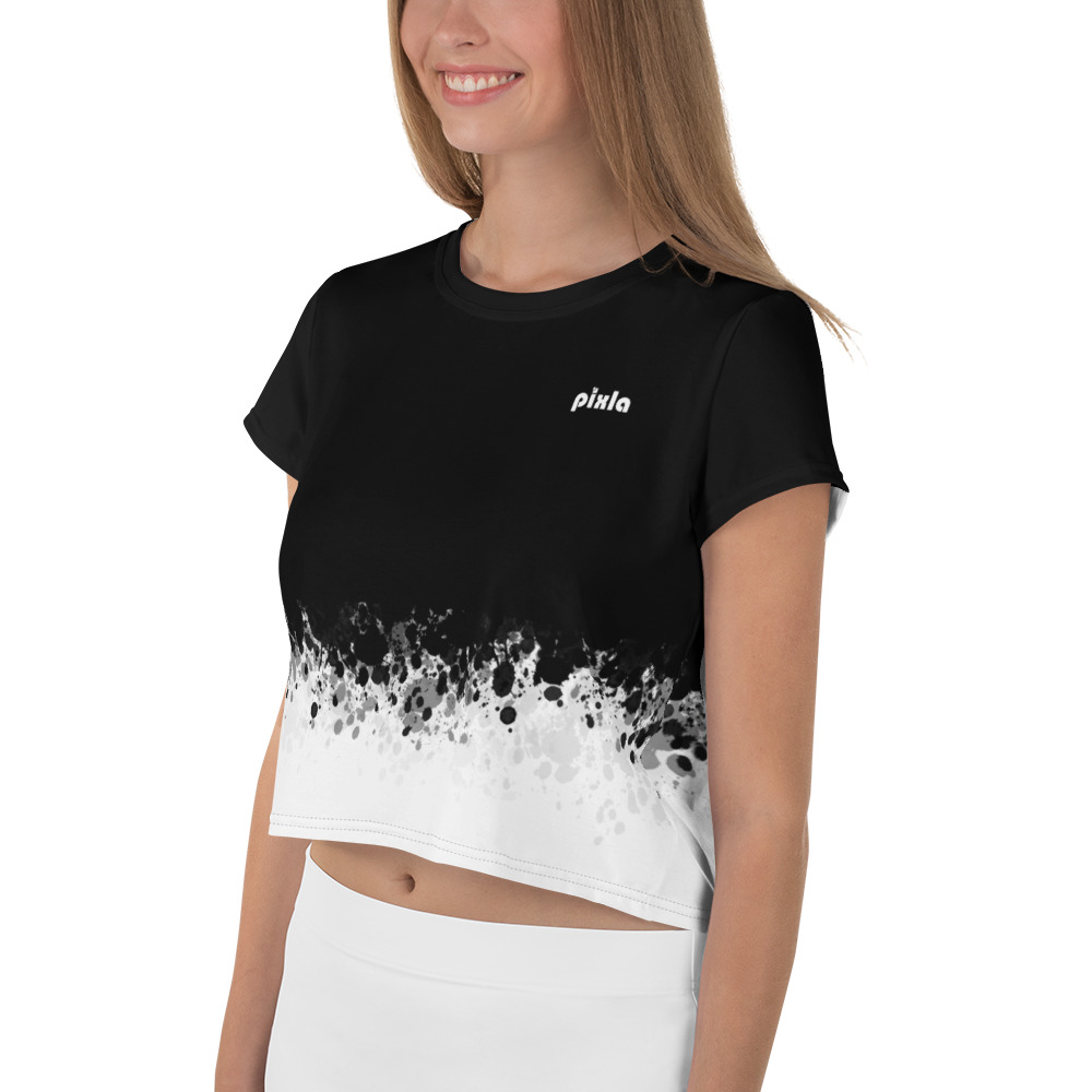 Flowy, soft, with a subtle sheen, this cropped tee comes in vibrant sublimation print that will stand the test of time.