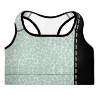 This comfy four-way stretch padded sports bra has a soft moisture-wicking fabric, extra materials in shoulder straps, and removable padding for maximum support.