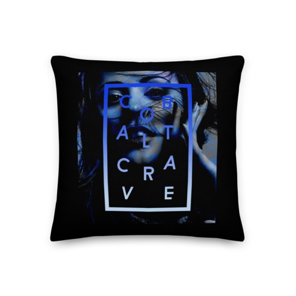 Royal blue and black pillow in a soft, sturdy fabric with a premium linen-weave feel. Complete with a washable zip-cover and a fluffy filling.