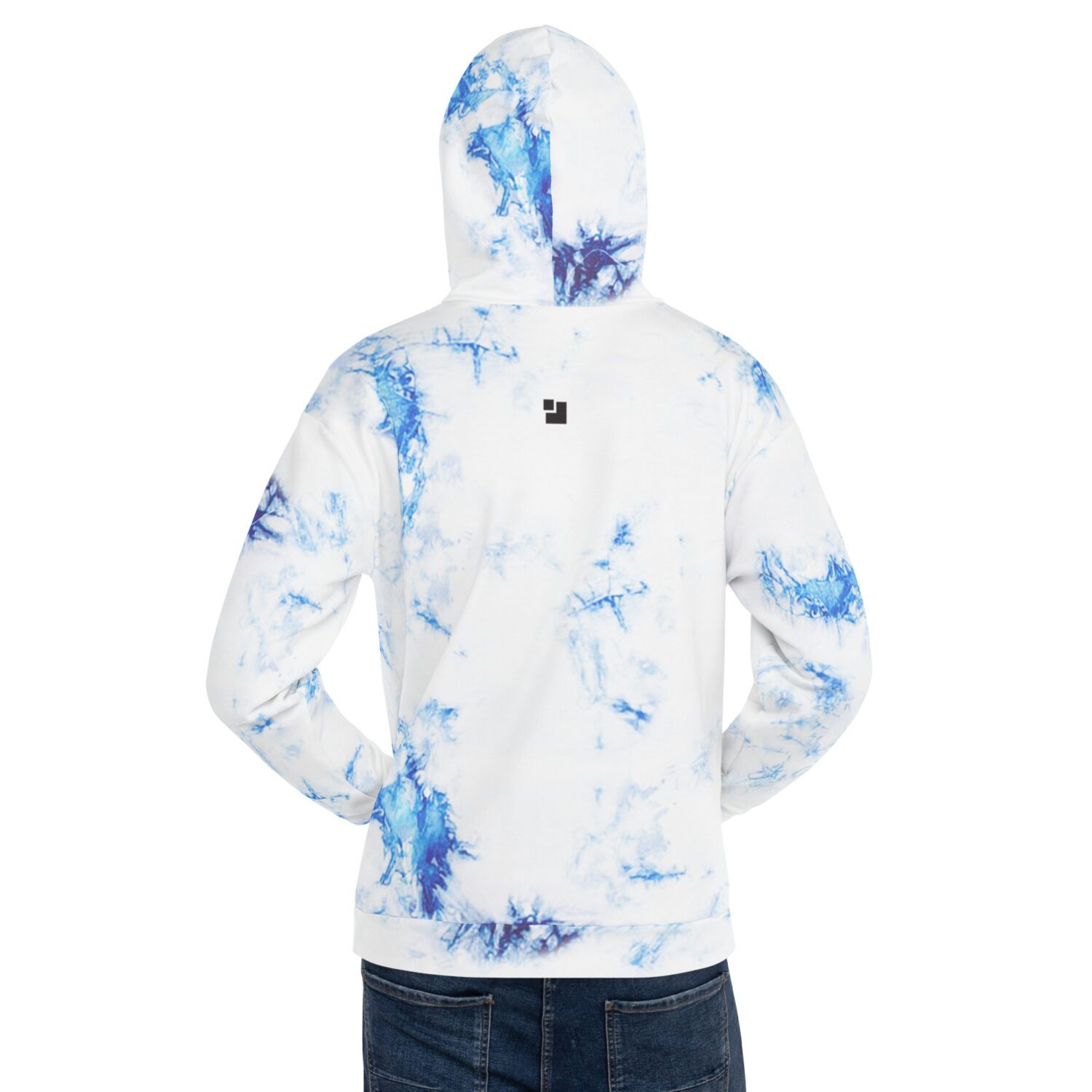 Cobalt blue and white comfy unisex hoodie with a soft outside and a vibrant print, and an even softer brushed fleece inside making it nice and warm. Sublimation print all over.