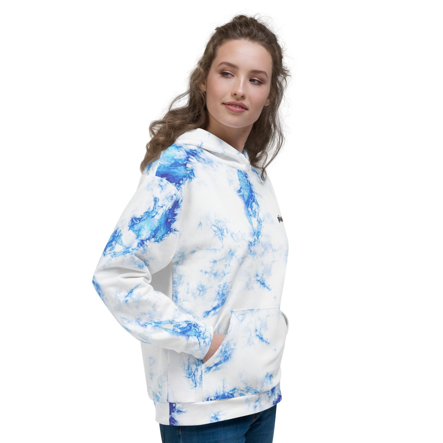 Cobalt blue and white comfy unisex hoodie with a soft outside and a vibrant print, and an even softer brushed fleece inside making it nice and warm. Sublimation print all over.