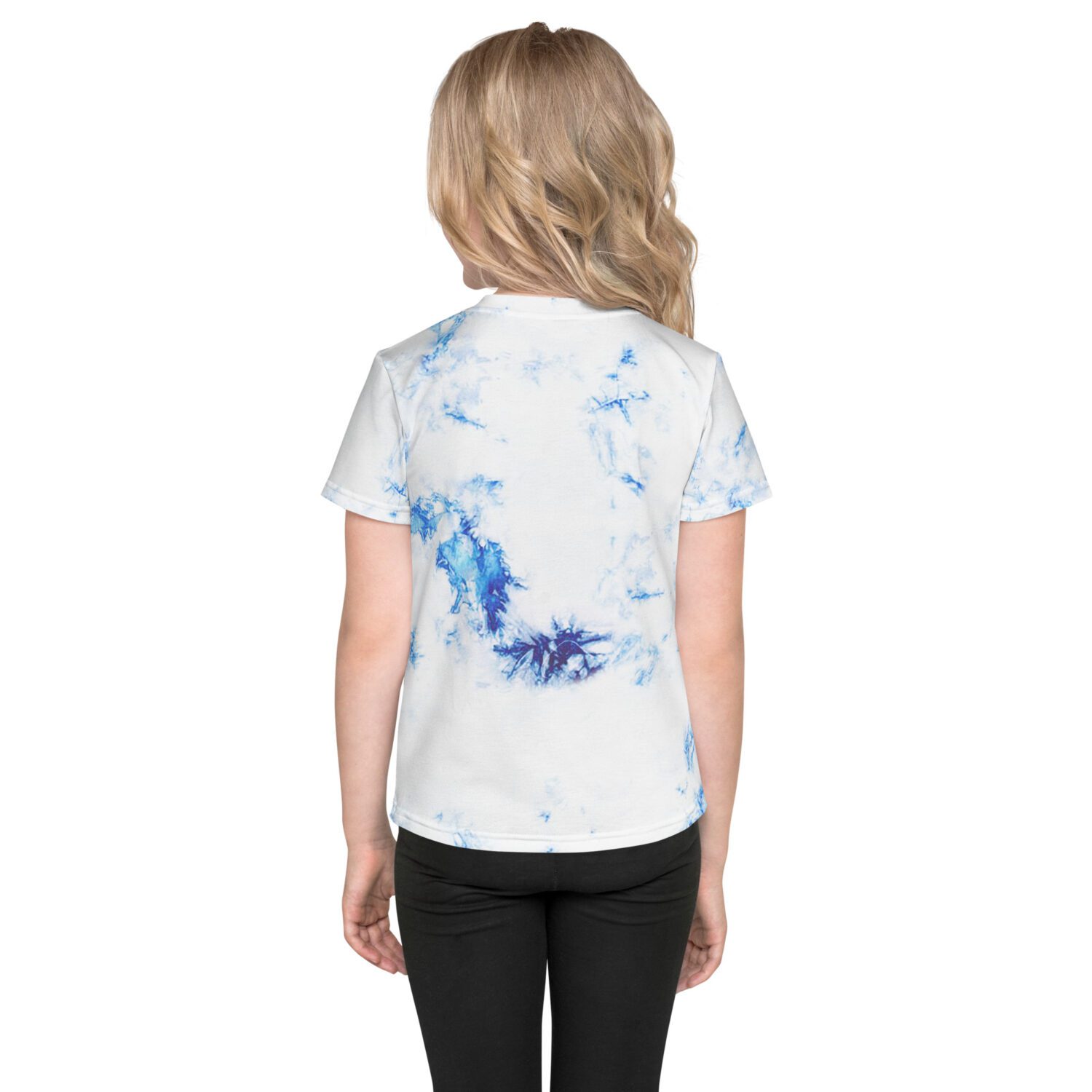 T-shirt with crew neck in vibrant sublimated white and blue tie-dye print with a fit that allows the kiddos to participate in all of their favorite activities and be comfy the whole time. The ultimate kid’s tee!