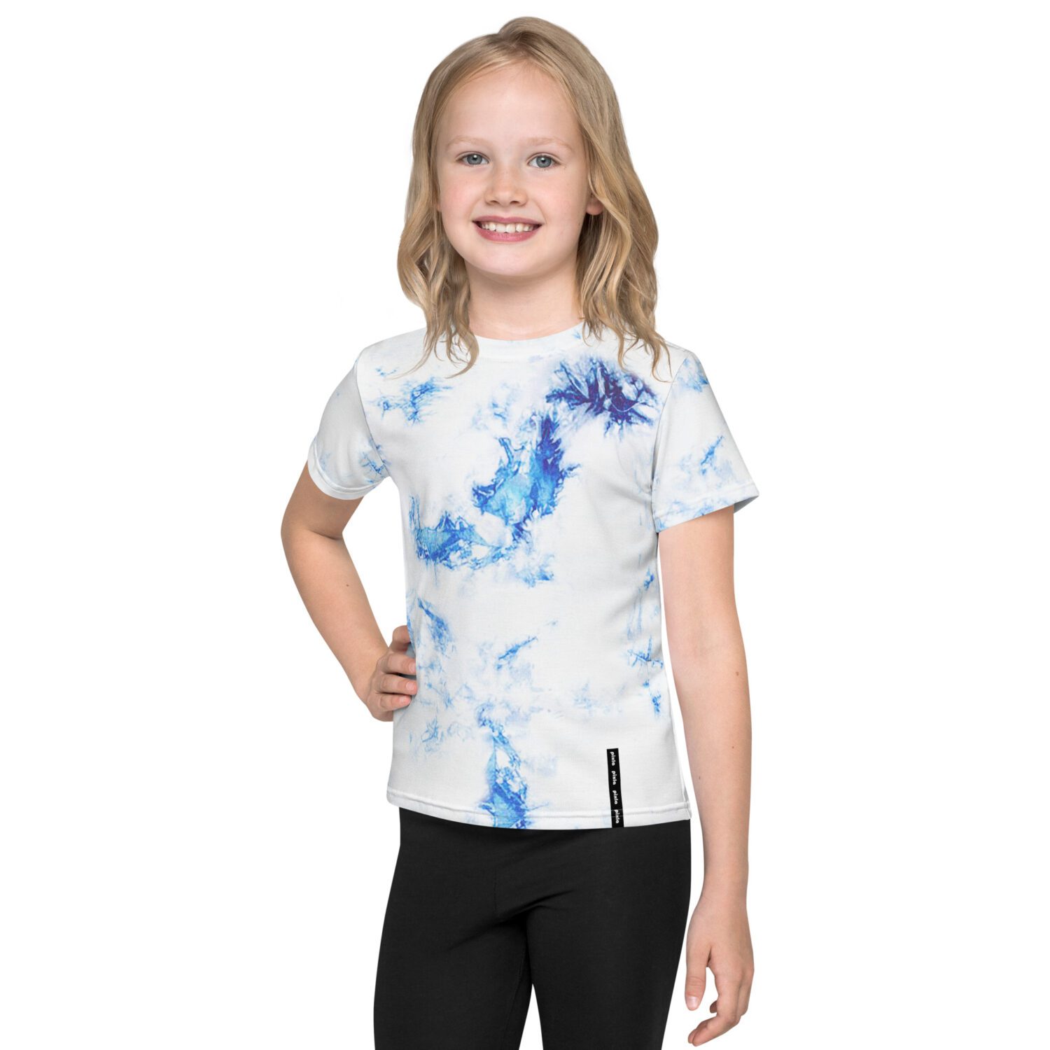 T-shirt with crew neck in vibrant sublimated white and blue tie-dye print with a fit that allows the kiddos to participate in all of their favorite activities and be comfy the whole time. The ultimate kid’s tee!