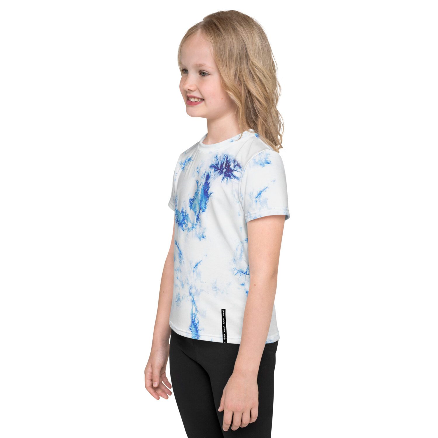 T-shirt with crew neck in vibrant sublimated white and blue tie-dye print with a fit that allows the kiddos to participate in all of their favorite activities and be comfy the whole time. The ultimate kid’s tee!