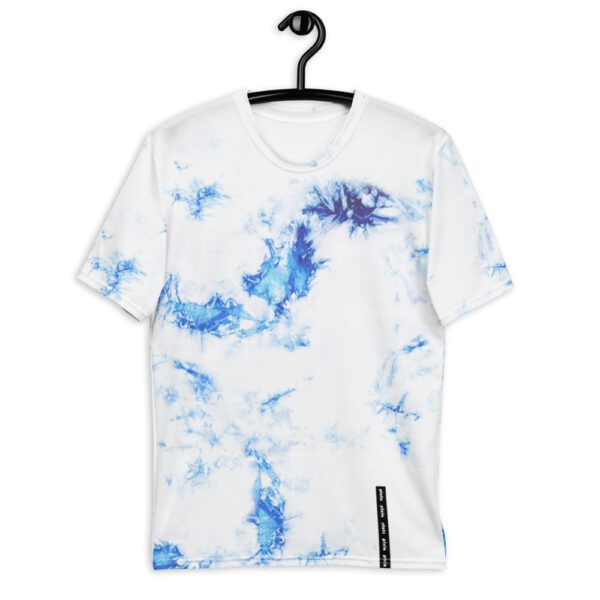 Favorite cobalt blue and white t-shirt in a tie dye print. It's super smooth, comfortable, and made from a cotton touch polyester jersey and comes with sublimated print all over that won’t fade after washing.