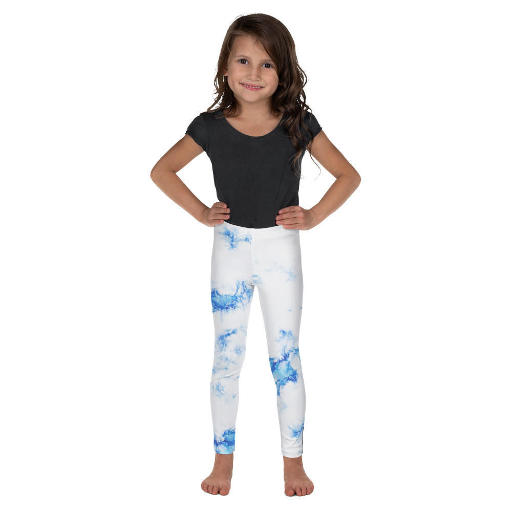 Smooth, soft and stretchy – these kids leggings are just perfect for active kiddos. These leggings will never lose their vibrant white and royal blue tie-dye color intensity.