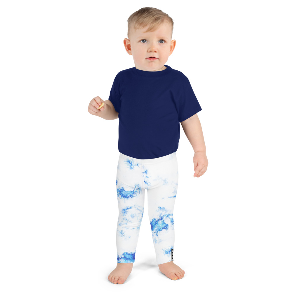 Smooth, soft and stretchy – these kids leggings are just perfect for active kiddos. These leggings will never lose their vibrant white and royal blue tie-dye color intensity.