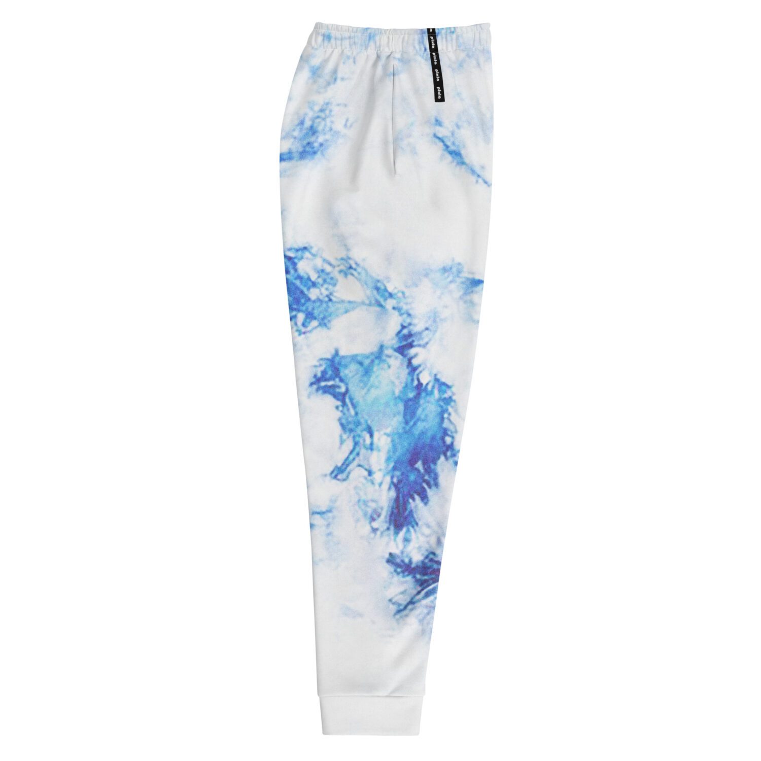 Super comfy slim fit joggers made from a soft cotton blend, these sweatpants feature a vibrant blue and white tie-dye sublimation print all over that won’t fade.