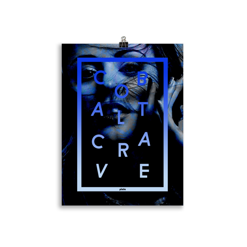 Gorgeous vibrant print with a model and cool font in cobalt blue and black design – printed on a luxurious and durable matte photo paper. Makes any room stylish!