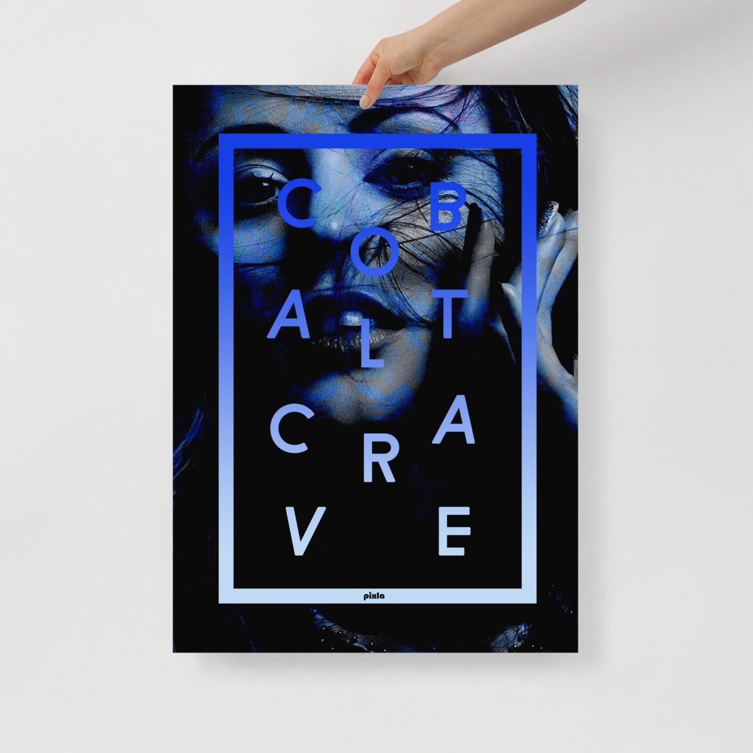 Gorgeous vibrant print with a model and cool font in cobalt blue and black design – printed on a luxurious and durable matte photo paper. Makes any room stylish!