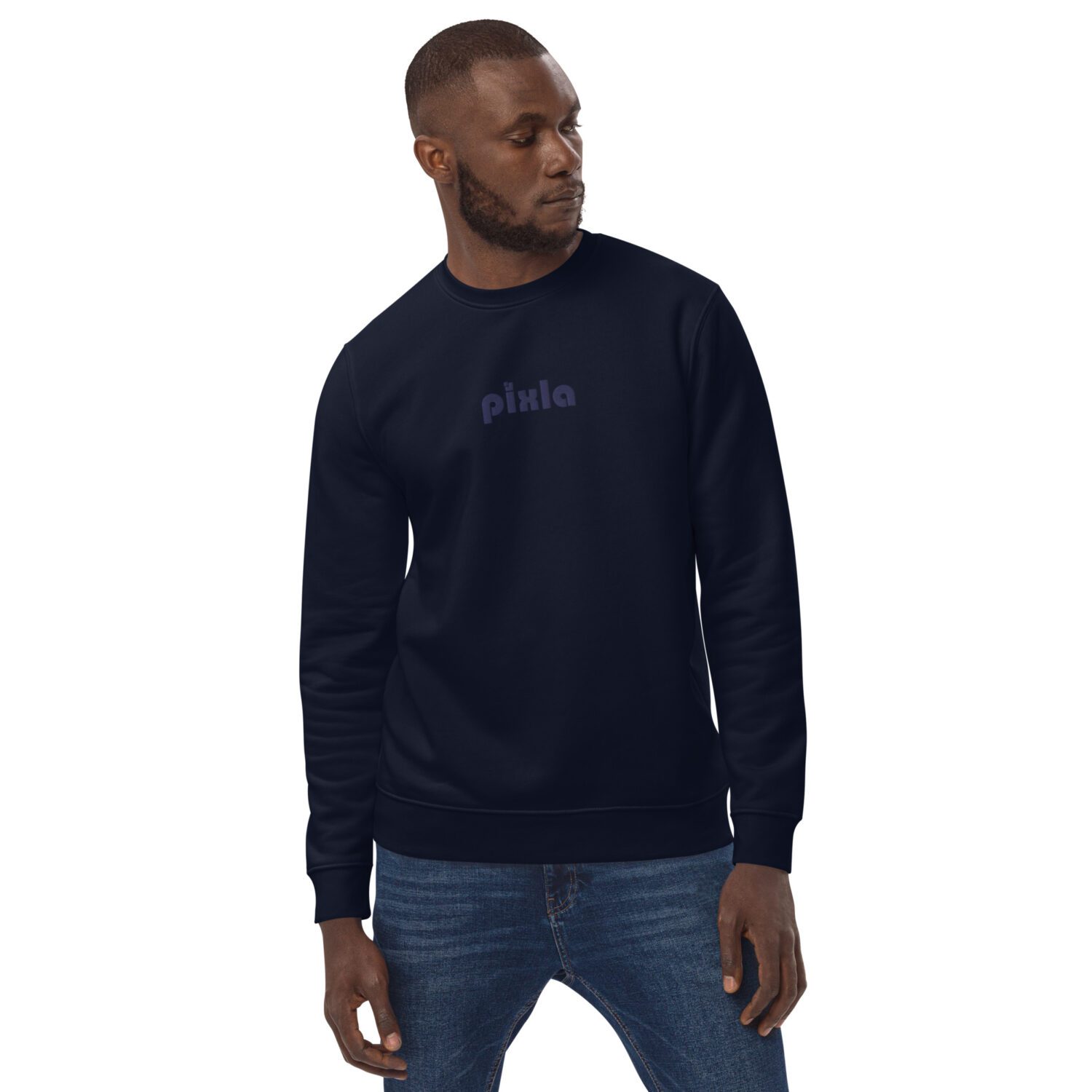 A classic slim-fit navy-on-navy premium sweatshirt with navy embroidery on the front chest. Made from organic ring-spun combed cotton and recycled polyester in medium-weight with a soft feel. Super soft fleece inside making it perfect for keeping warm.