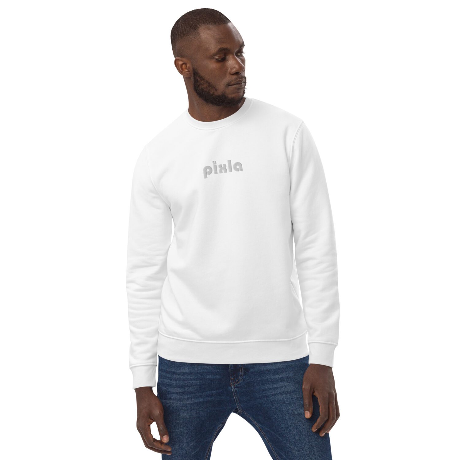 A classic slim-fit white-on-white premium sweatshirt with crispy white embroidery on the front chest. Made from organic ring-spun combed cotton and recycled polyester in medium-weight with a soft feel. Super soft fleece inside making it perfect for keeping warm.